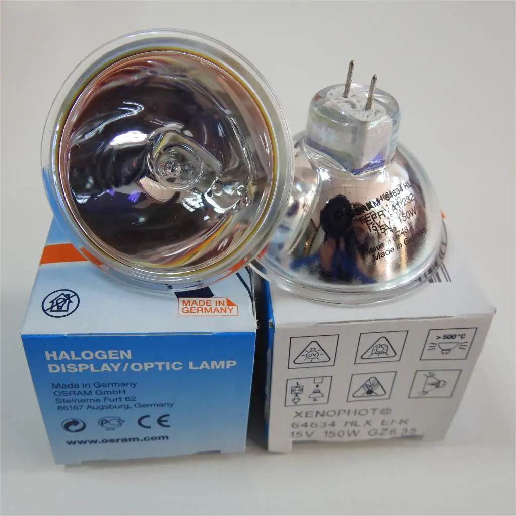 

For 2PSC OSRAM HLX 64634 Xenophot 15V150W GZ6.35 EFR bulb,HLX64634 15V 150W microscope endoscope light source halogen lamp