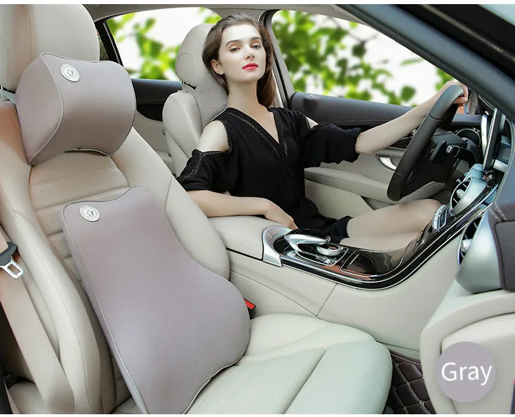 

2Pcs Car Auto Seat Headrest And Back Cushion Memory Foam Pillow Neck Car Waist Lumbar Pad Car pillow Neck Pillow