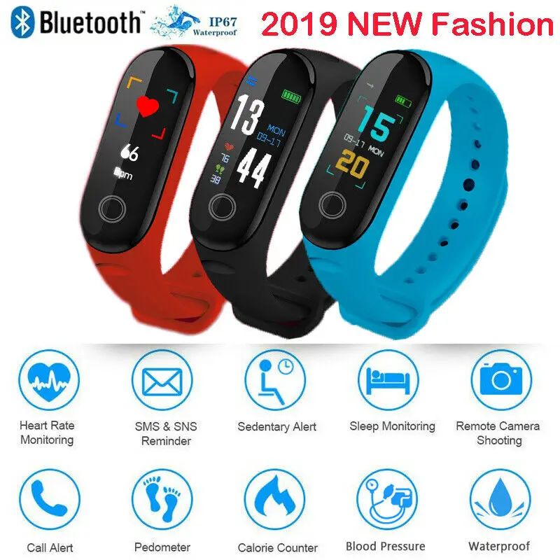 2019 Waterproof Bluetooth Smart Watch Fitness Tracker Sport Pedometer for Android iOS