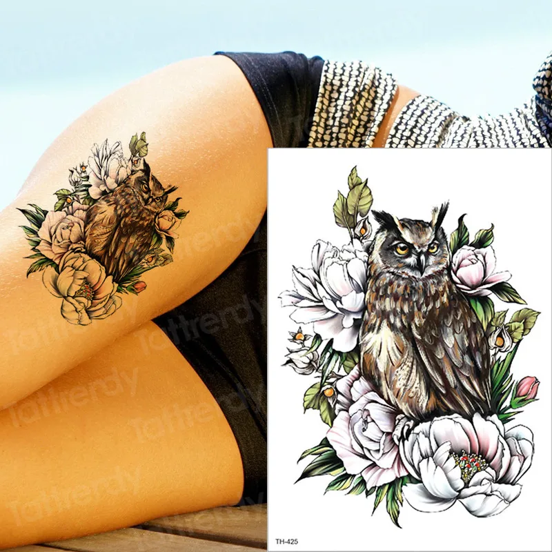 Временная татуировка кошка татуировки и боди-арт наклейка татуировки пара любовь тату животные Единорог Сова Татуировка девушка Хэллоуин тату