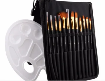 

13pc/set high quality Artist Paint Brush Set Nylon Hair Watercolor Acrylic Oil Painting Brushes Drawing Art Supplies +1 Palette