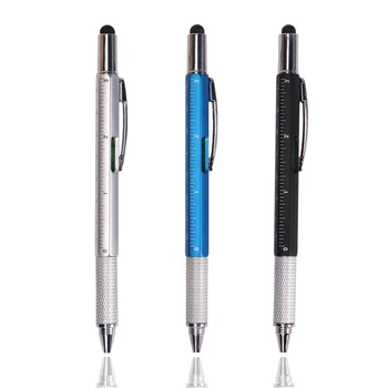 

New 7 In 1 Multifunction Tool Ballpoint Pen Screwdriver Ruler Spirit Level and Scale Plastic Pens Office Supplies