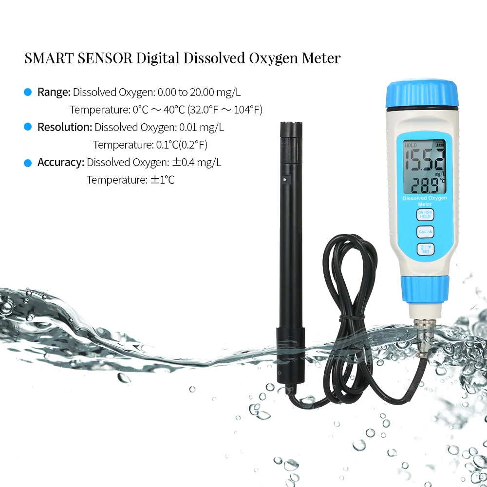 

SMART SENSOR Digital Dissolved Oxygen Detector Dissolved Oxygen Meter Pen Type Water Quality Tester Dissolved Oxygen Analyzer