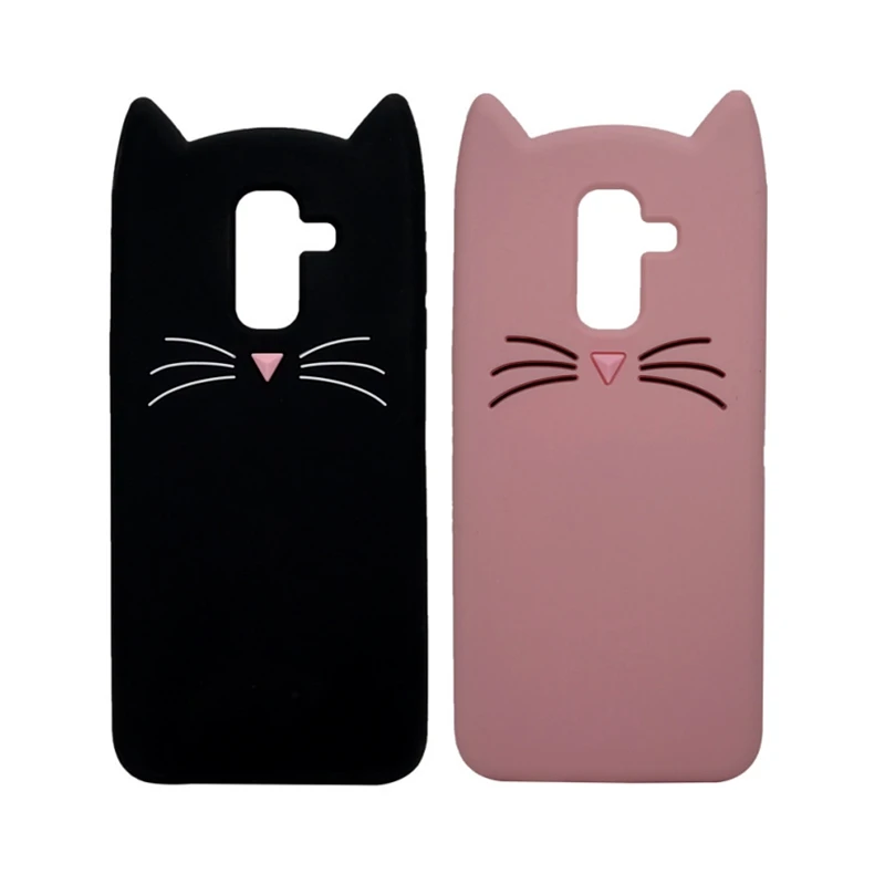 

Case For Samsung Galaxy J8 2018 Cover Soft Silicone For Samsung Galaxy A6 Plus 2018 Phone Cases Glitter Beard Cat TPU Fundas
