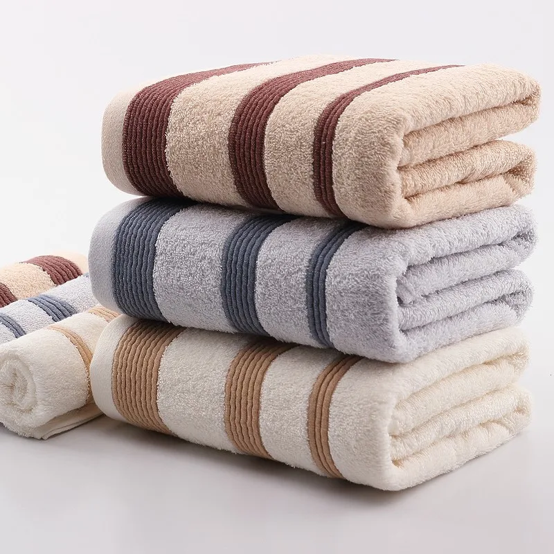 Elegant quality 100 Cotton Solid Stripe border big bath towel Soft 3