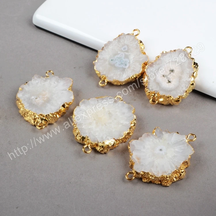 

BOROSA Brand New Fashion 5Ppcs/lot Charm Natural Druzy Crystal Druzy Stone Necklaces Pendants gift for Women G0225