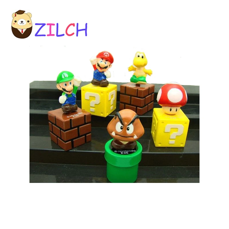 

5pcs/Lot Mini Cute Figures 5cm PVC Super Mario Bros Figurine Toy Doll For Kids Free shipping