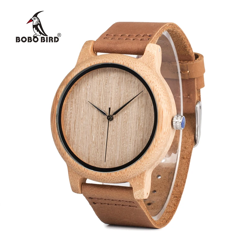 relogio masculino BOBO BIRD Timepieces Men Watch Bamboo Wooden Watches for Men and Women With Soft Leather Strap C-A19