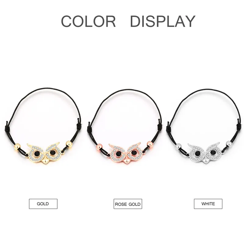 New Black Eyes Owl Charm Bracelet - Animals Aso