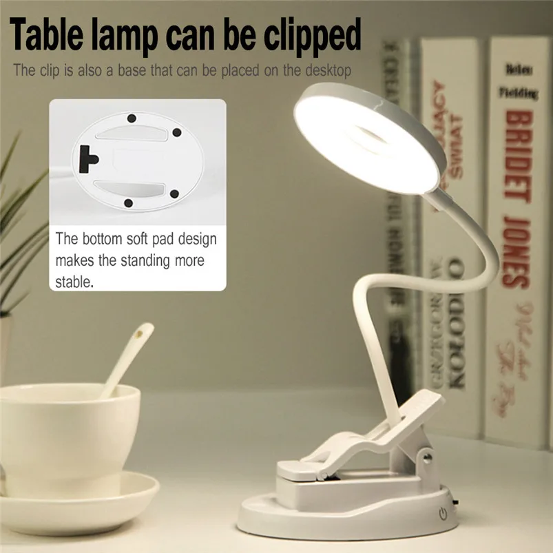 USB Remote Rechargeable Sensor LED Desk Lamp Eye Protection Bed Table Reading Lamp Clip Light Remote Control Luces 40MR058