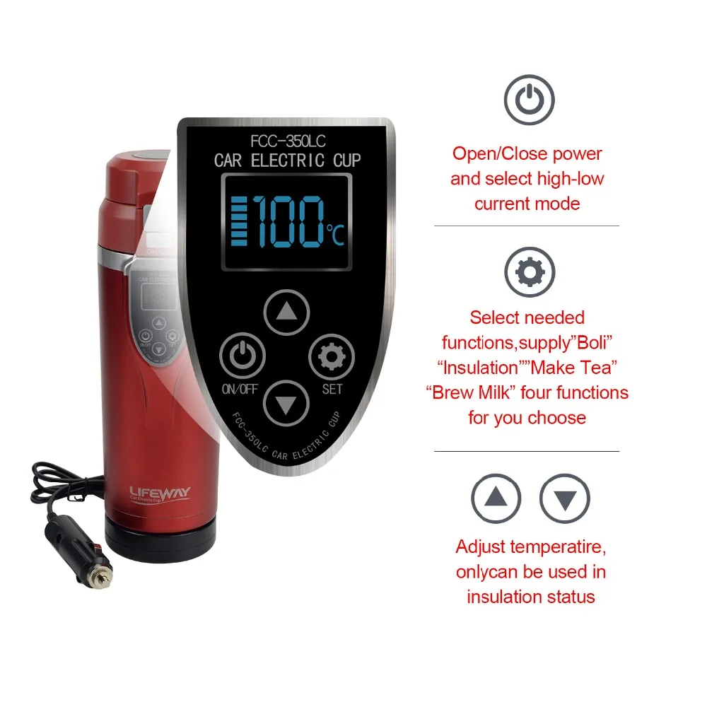 Comprar Tetera de viaje de 12 V 24 V 350ml para el coche taza de calentamiento de café agua té hervidor taza portátil Hervidor eléctrico del vehículo