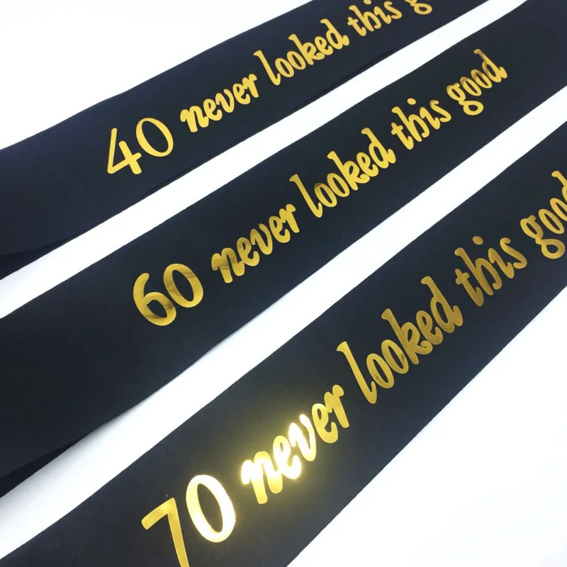 

1Pc Gold 40 60 70 Happy Birthday Party Decorations Adult Shoulder Straps Etiquette Belt Bachelorette Party Decor Party Supplies