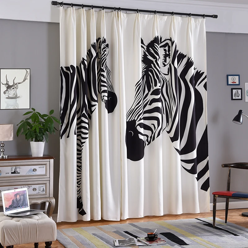 

Single Panels Digital Printed 3d Curtains For Bedroom Window Decoration Modern Style Zebra Pattern Window Curtain Children Room