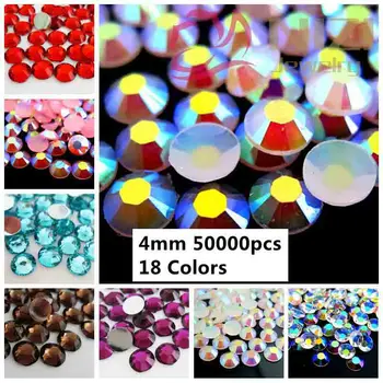 

50000pcs ss16 4mm Resin Rhinestones Flatback #37-#54 Colors Glue For Foil Stick Drill 3D Nail Art Decorations DIY Design Beads