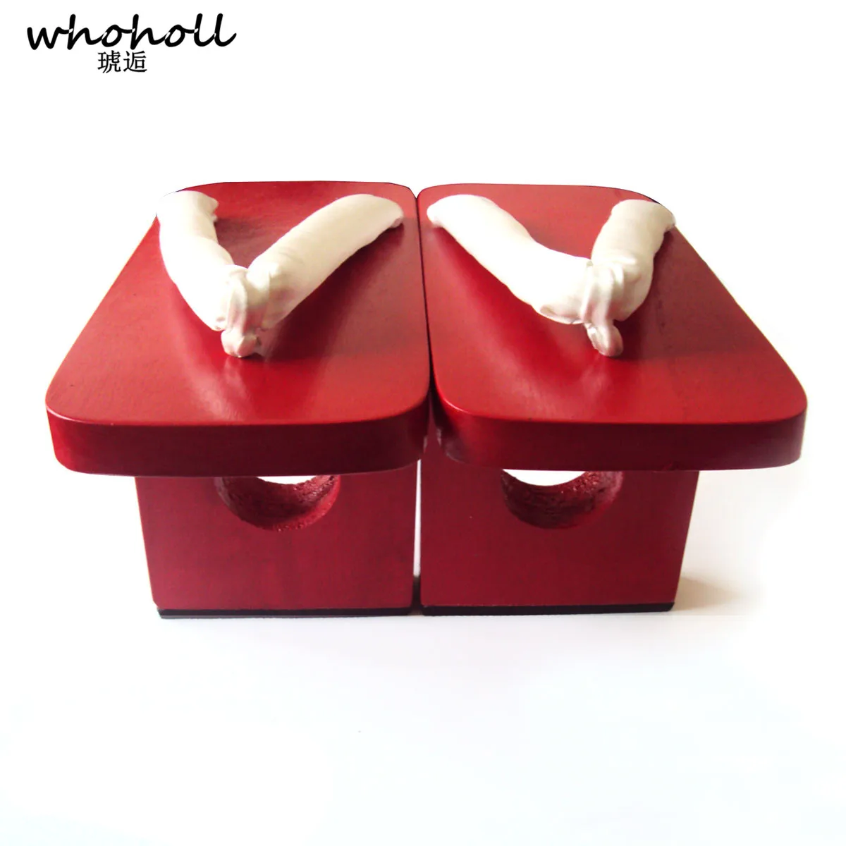 

WHOHOLL Cosplay Costumes Japanese Clogs Shoes Slippers Men Women Wooden Geta Flip-flops High Single Tooth Geisha red Wooden Shoe