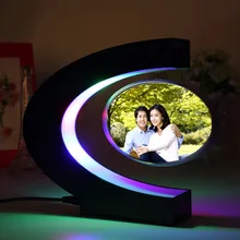 C Форма электронная магнитная левитация Плавающий глобус фоторамка синий светильник подарок на день рождения Рождественский декор свадебный подарок