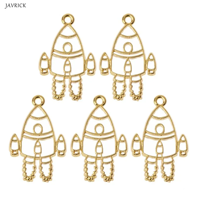 

5Pcs Rocket Metal Blank Frame Pendant Open Bezel Setting Resin Jewelry Making
