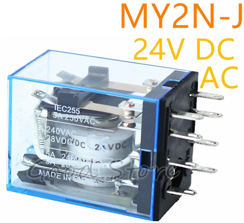 

1PCS MY2NJ Relay Coil General DPDT Micro Mini Electromagnetic Relay Switch AC/DC 24V Power Relay Switch LED