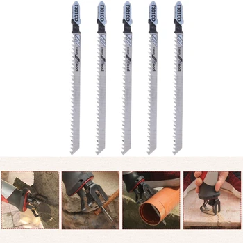 

5 Pcs T301CD HCS 116mm T-Shank Jig Saw Blades Clean For Wood Fast Cutting