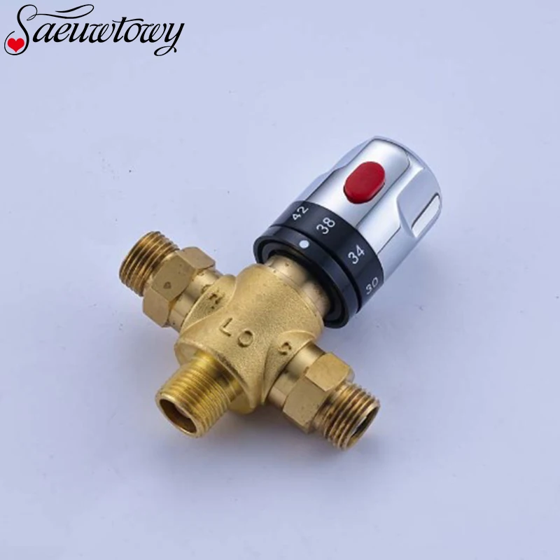 

G1/2 Standard 3 Way Thermostatic Mixing Valve Solid Brass Shower Water Temperature Control