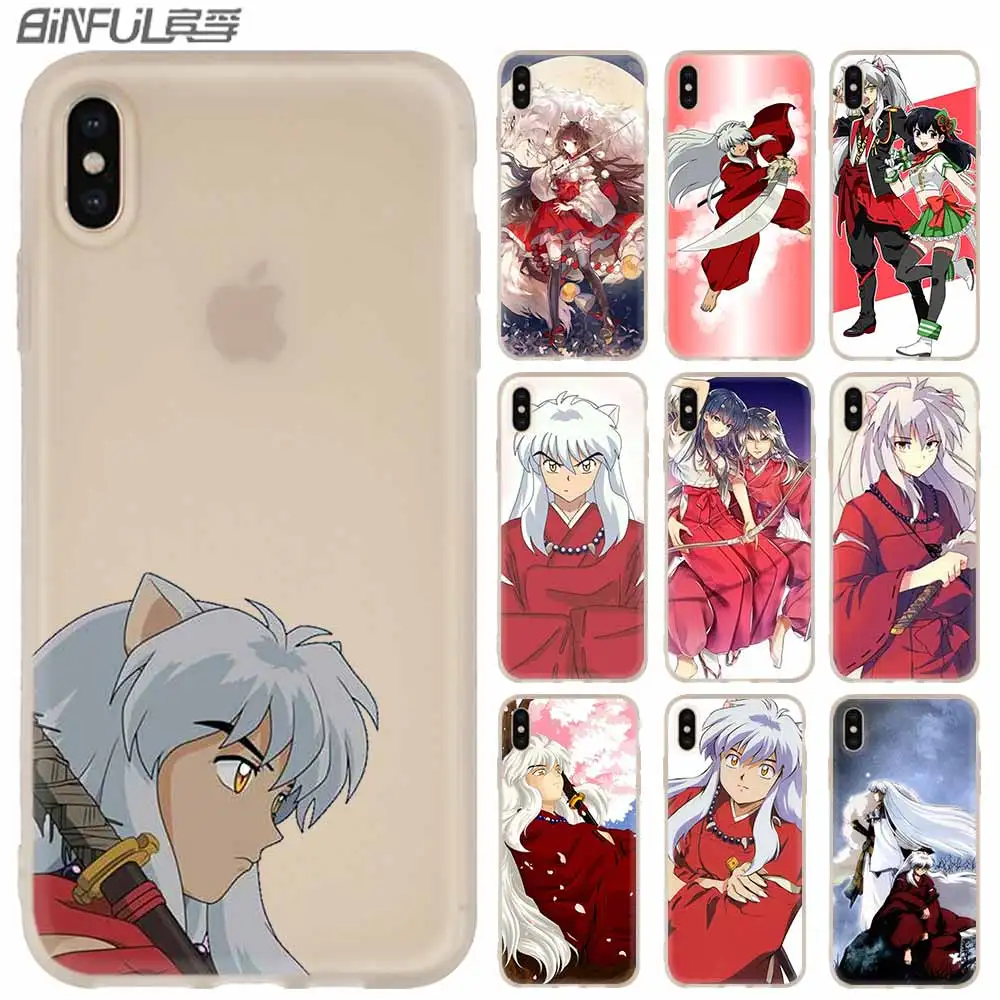 

Silicone Soft Cover Case FOR iPhone 11 Pro 2019 X XS Max XR For iPhone 5 5S SE 6S 6 4 4S 7 8 Plus anime Inuyasha