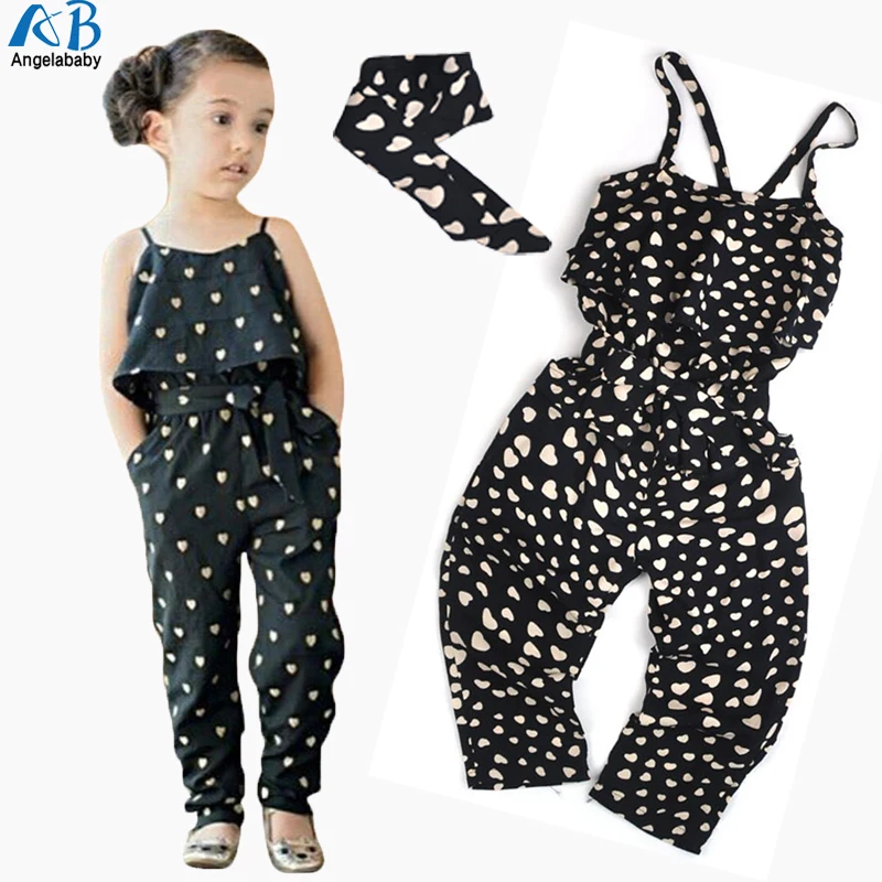 Toddler Kids Baby Girls Heart-shaped Romper Clothes Summer Outfits Jumpsuit Set