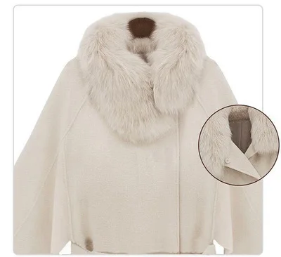 2018 Autumn winter Fashion Women wool coat Loose outerwear warm coat elegant fur collar woolen jacket cashmere jacket plus size