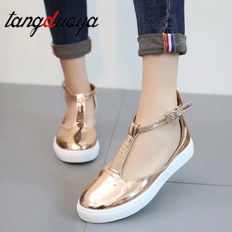 

2019 Women Shoes Vintage Solid Loafers Shoes Round Toe Platform shoes Buckle Strap Casual Shoes Female Single Shoes plus size