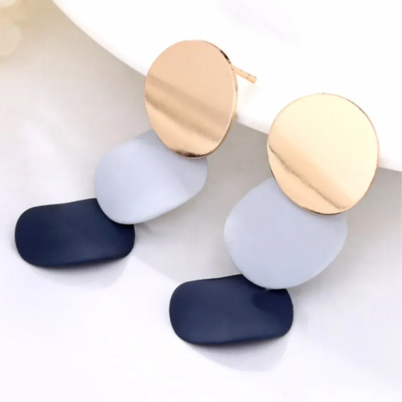 EK801 Unique Elegant Round Metal Earrings for Women 2018 New Geometric Alloy Statement Earrings Fashion Jewelry Gift 3 Colors - Image 2