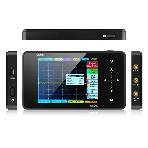 LIXF Nano ARM DS202 Portable Mini Handheld Touch Screen Digital Storage Oscilloscope Black