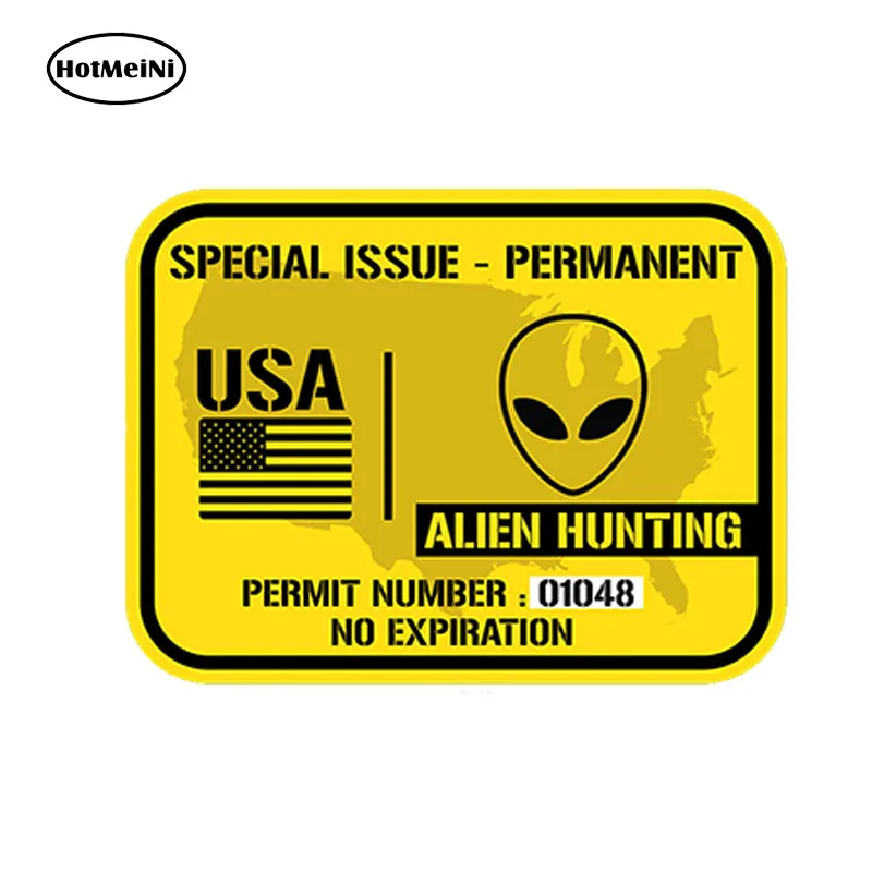 HotMeiNi 13 см x 9 автомобильный Стайлинг США Alien Hunting Permit - Printed виниловая наклейка Ufo