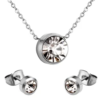 LUXUKISSKIDS Wedding Jewelry Sets Round Big Crystal Pendant Necklace Stud Earrings For Women Classic Fashion Bridal Jewellery 1