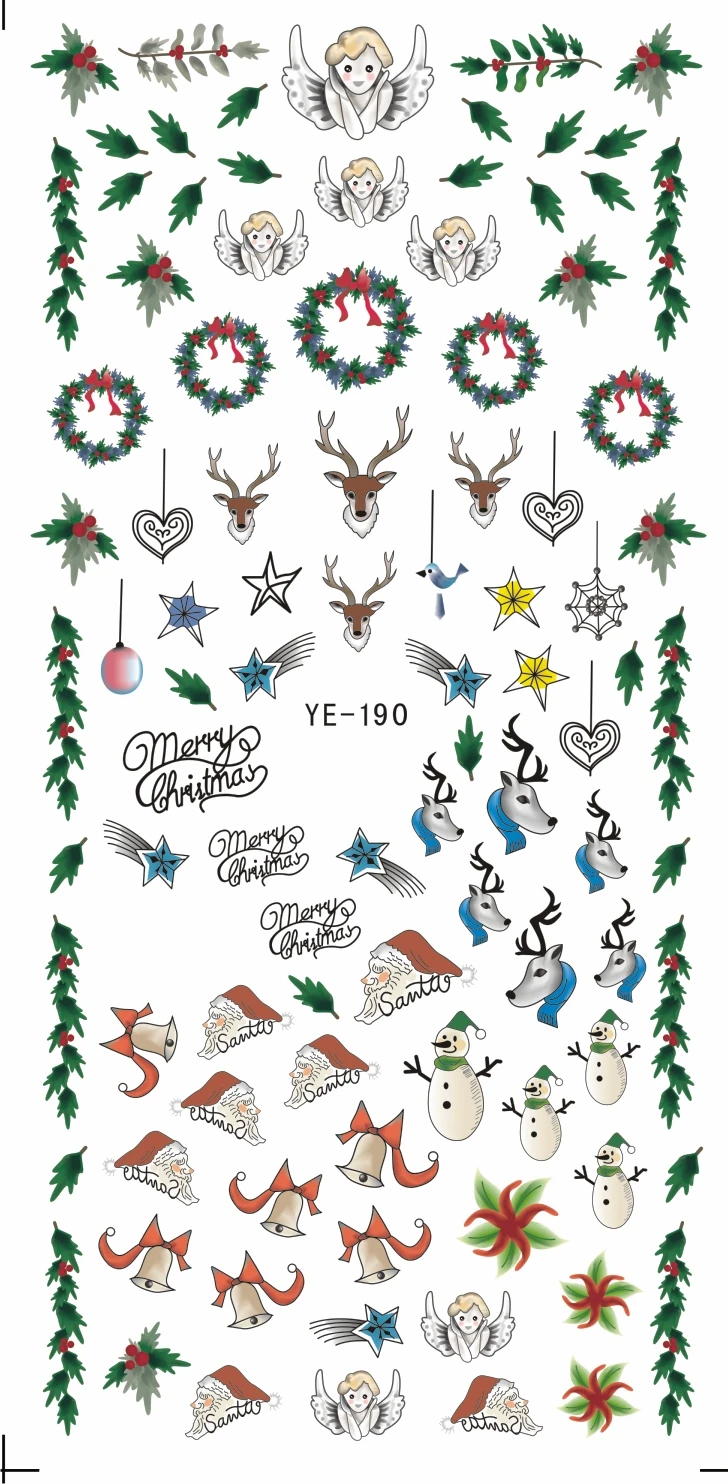 

WATER TRANSFER DECAL NAIL ART NAIL STICKER FLOWER XMAS CHRISTMAS EYES YE190-192