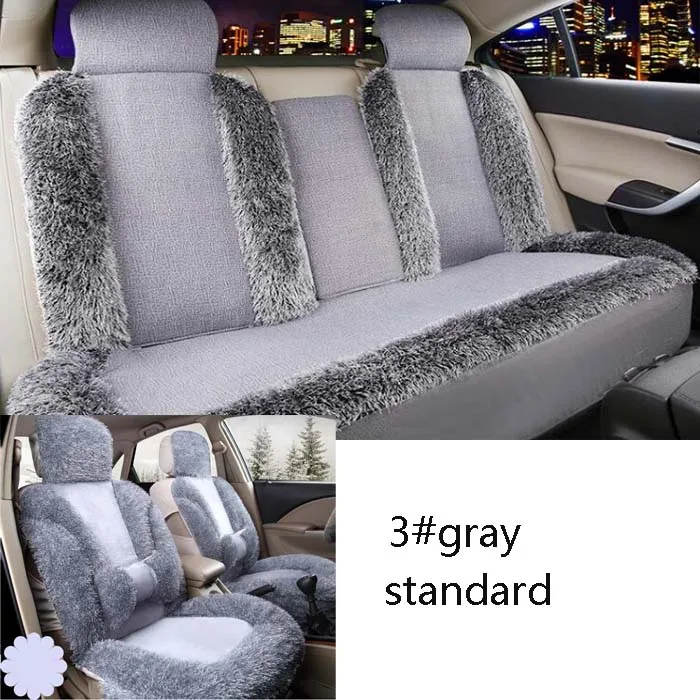 Автомобильные чехлы для автомобильных сидений, универсальные 5 сидений, внедорожники, кроссоверы, передние/задние коврики для сидений, автомобильный короткий мех, плюшевый дизайн - Название цвета: 3 gray standard