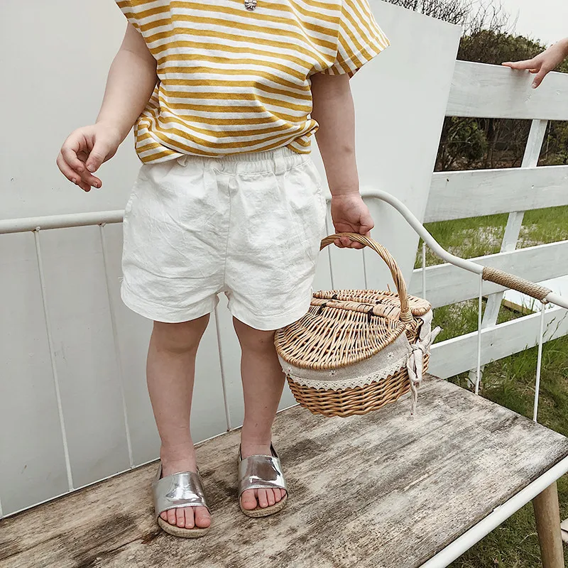 

Summer cute kids cotton solid color all-match shorts boys girls Korean style casual shorts 1-6Y