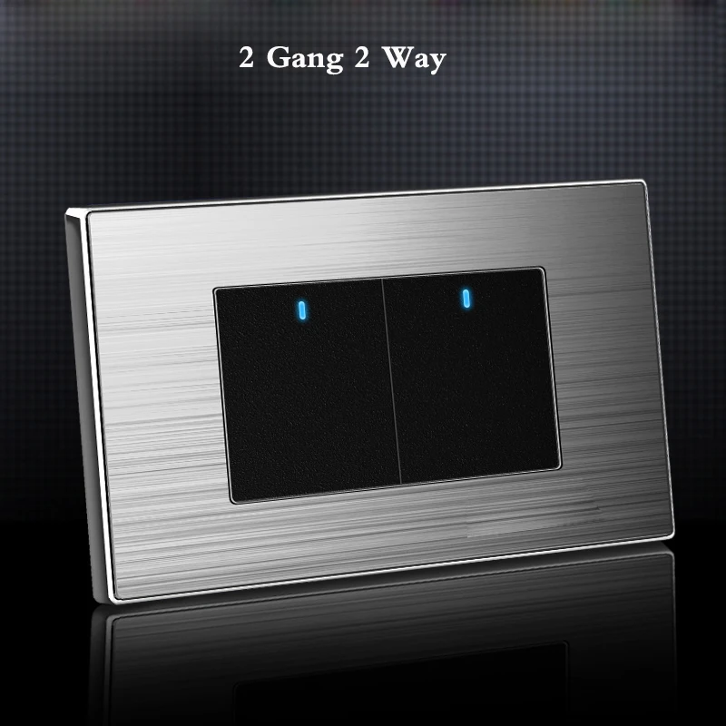 118 type LED random point switch Household stainless steel brushed panel 1/2/3/4/5/6/7/8 Gang 2 Way switch