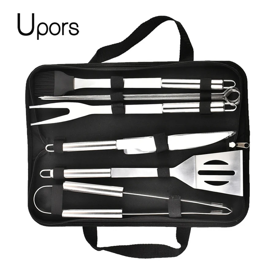 

UPORS High Quality Barbecue Tools Stainless Steel BBQ Grill Tools Set Outdoor Grill Accessories with Storage Bag 10pcs