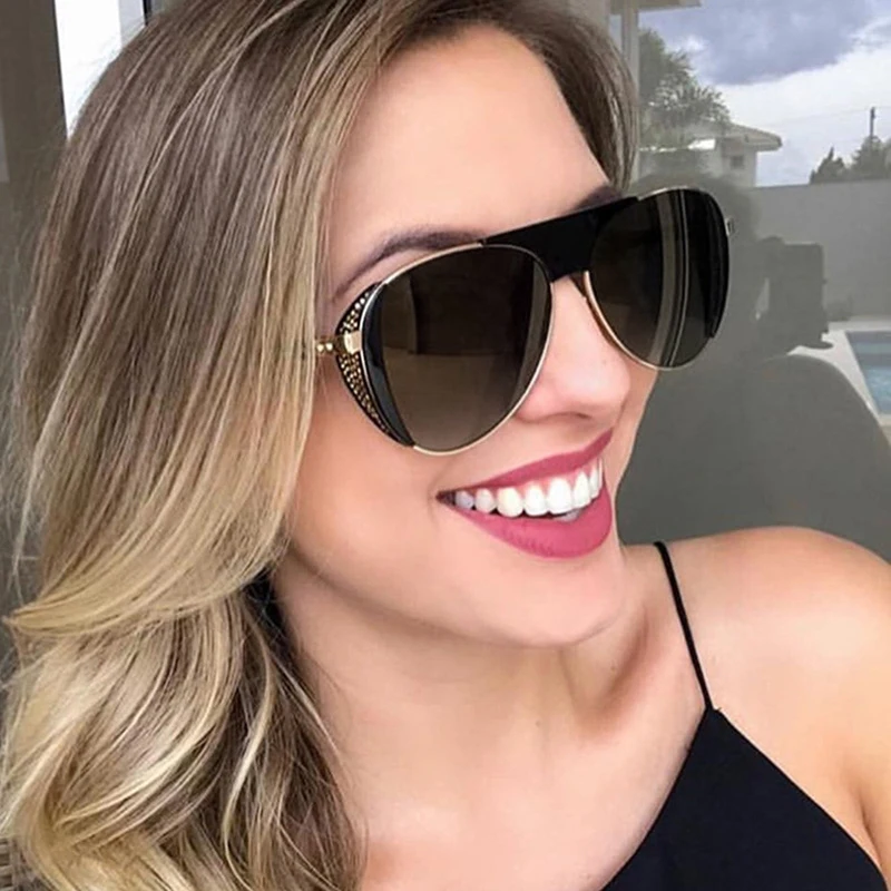 

Ruosyling Pilot Large Sunglasses Women European American Fashion Eyewear Big Diamond Sunglasses Ladies 2019 Luxury Shades Beach