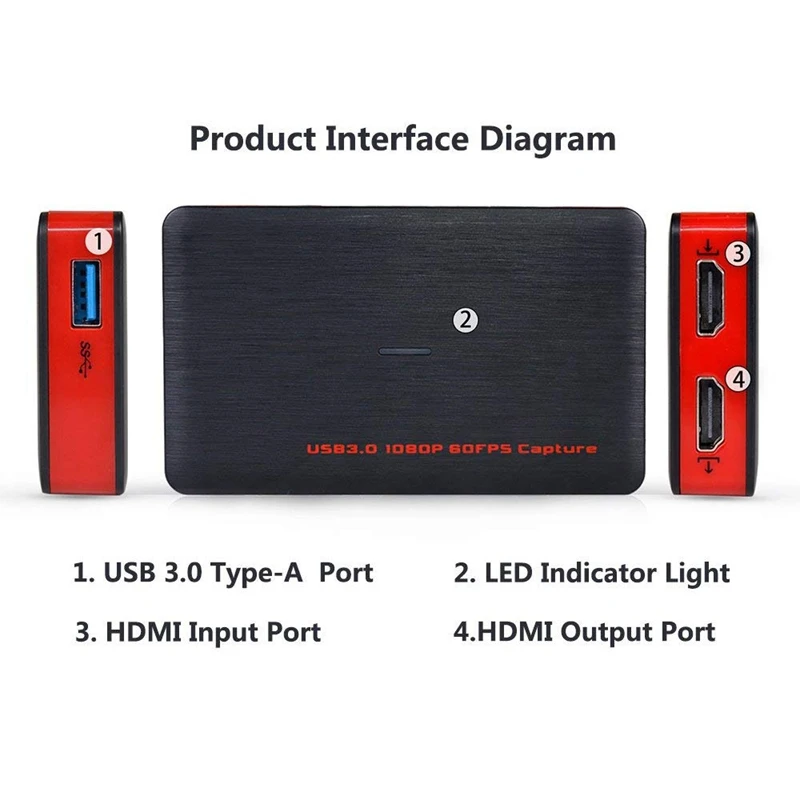 HDMI карта захвата игры USB 3 0 HD видео 1080 P 60FPS живое потоковое записывающее