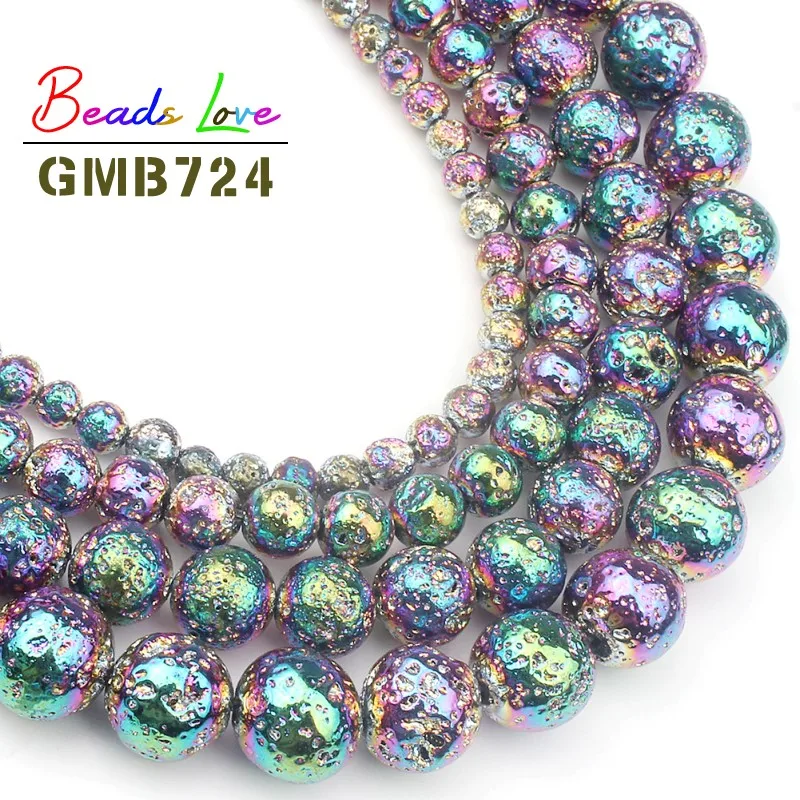 

Wholesale Colorful Lava Stone 4 6 8 10 mm Round Loose Spacer Volcanic Rock Beads For Jewelry Making Diy Bracelet Necklace 15''