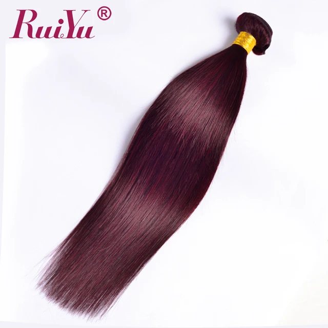 Special Offers RUIYU Burgundy Brazilian Hair Weave Bundles Straight Human Hair Extensions 99J Red Hair Bundles Non Remy Hair Thick Weft 1Pc