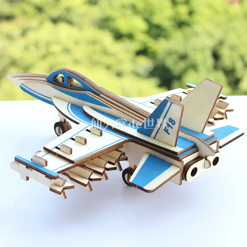 

Big Plane DIY Wooden puzzle Aircraft Model Building Blocks Helicopter Fighter Educational Toy Jigsaw Handicraft Toys Kids Gifts