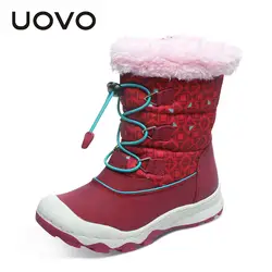 Uovo/2019 г. Новые теплые зимние ботинки для девочек удобные резиновые сапоги модная обувь с хлопковой подкладкой Размер 32 #-38