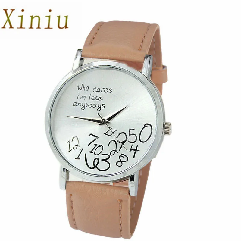 

New Design Watch Clock Who Cares I am Late Anyway Letter Leather Strap Buckle Women Watches For Women Relojes Mujer Montre Femme