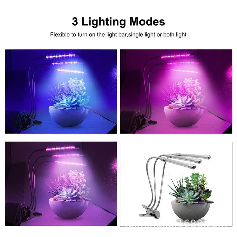 30W 60 LED Plant Grow Light Dual Head Clip On Lamp Full Spectrum for Hydroponics stipulate photosynthesis #4S10 (6)