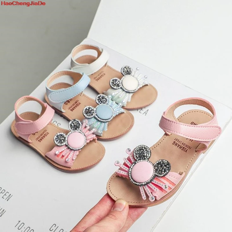 

HaoChengJiaDe New Fashion Girls Sandals Princess high quality Shoes low heel soft Cartoon Summer Toddler Girl Shoes School