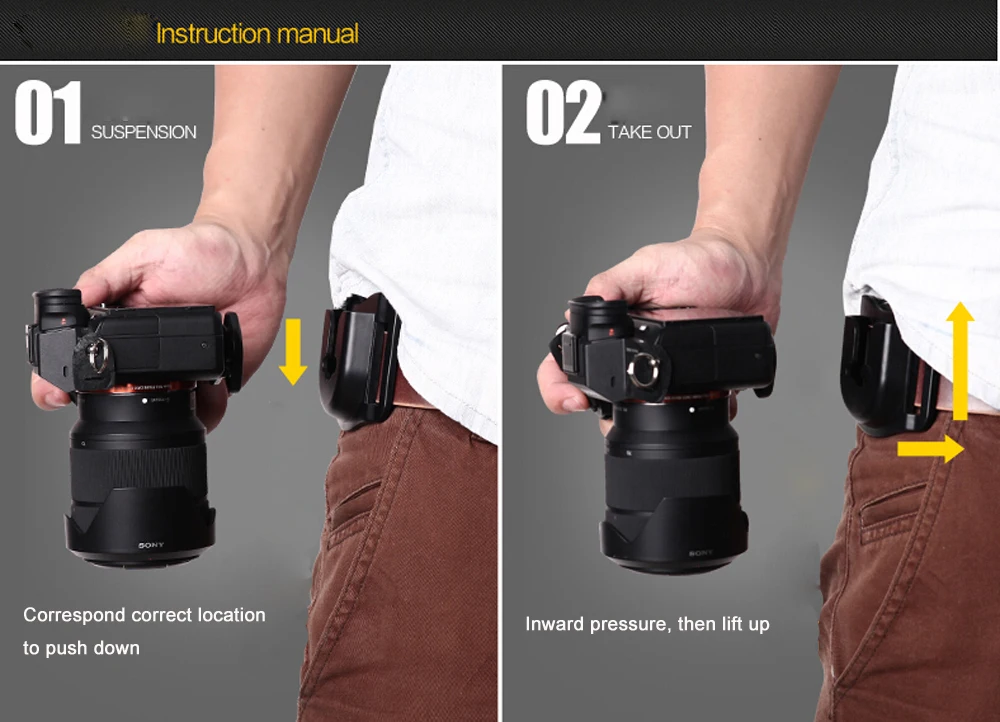 1/" быстросъемная пластина для камеры, кобура, поясной ремень, пряжка, крючок, крепление, держатель для Canon Nikon Fuji sony A7RII 6500 GH5 DSLR