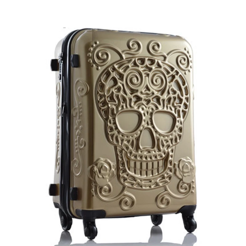 

Travel tale personality fashion 20/24/28 Inch Rolling Luggage Spinner brand Travel Suitcase original 3d skull luggage