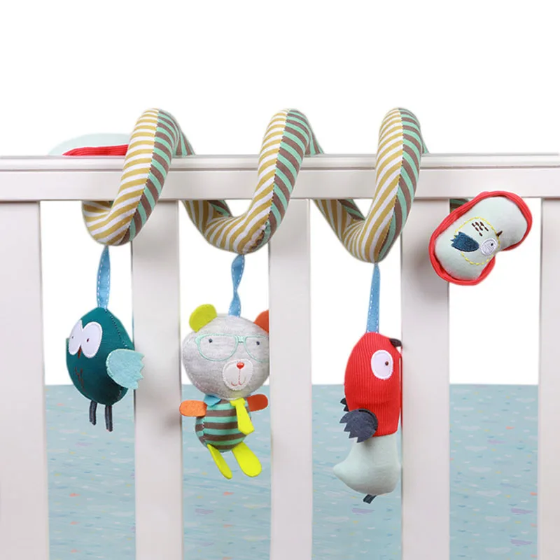 

High quality cute cartoon owl puppy bed winding newborn baby rattle bed hanging children plush toys suitable for 0-2 years old
