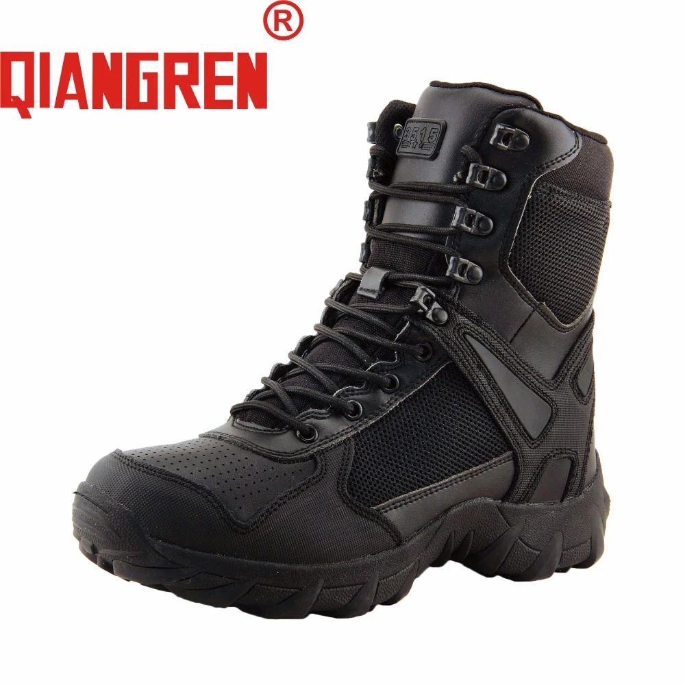 Qiangren Military Factory Direct Mens Black Tactical Boots Swat Genuine  Leather Rubber Militar Army Safety Shoes Botas Militares - Men's Boots -  AliExpress